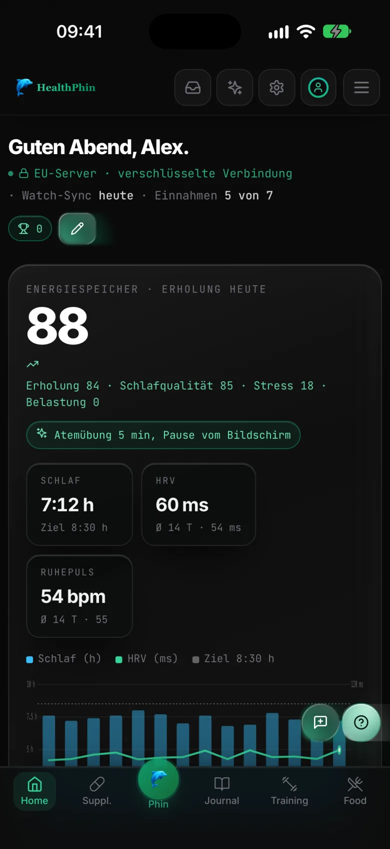 Dashboard auf dem iPhone
