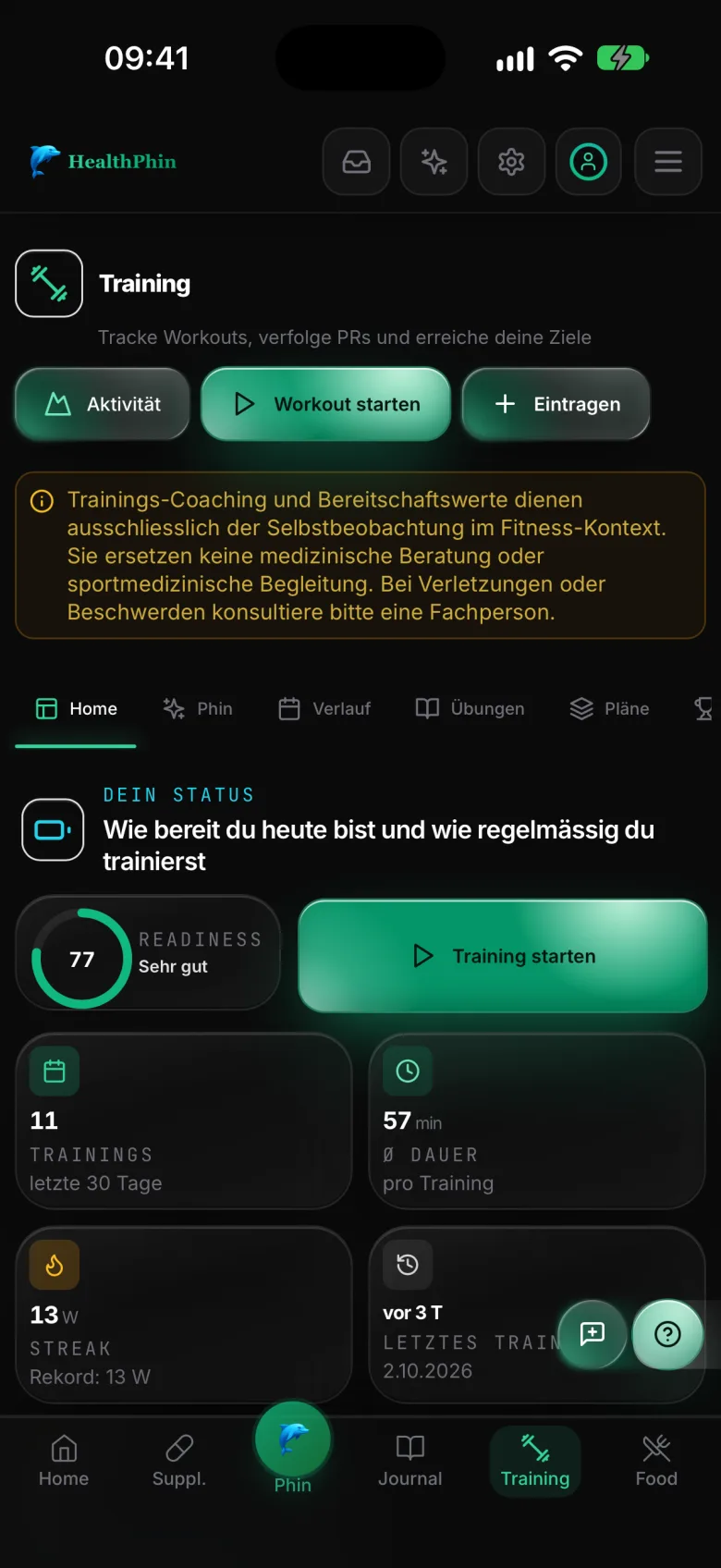 Training auf dem iPhone