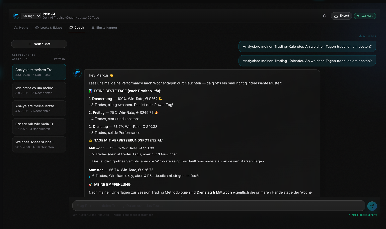 Phin AI Chat mit Kontext aus dem Journal